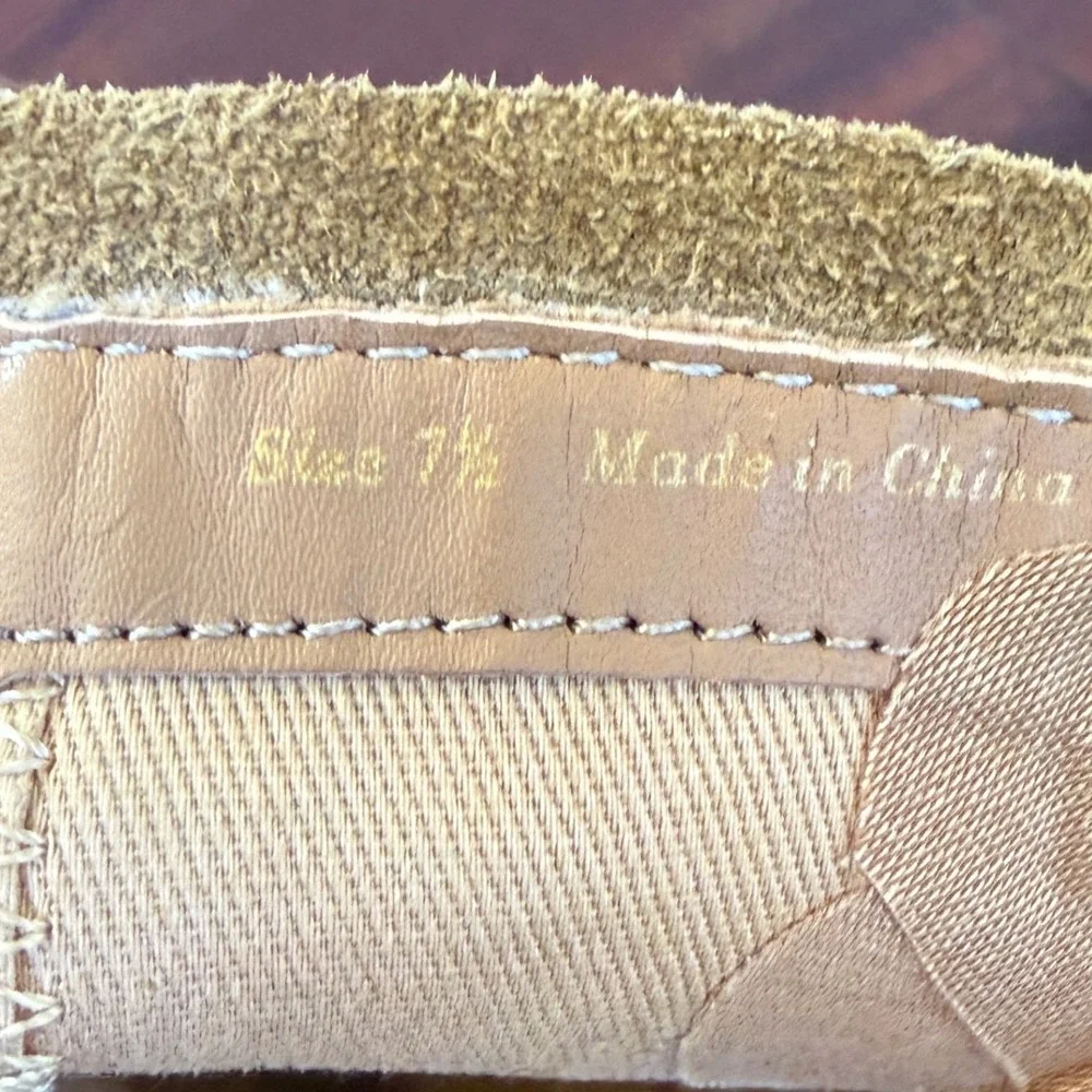 Dolce Vita Promise Fringe Suede‎ Ankle Booties Peep Toe Block Heel Tan Sz 7.5